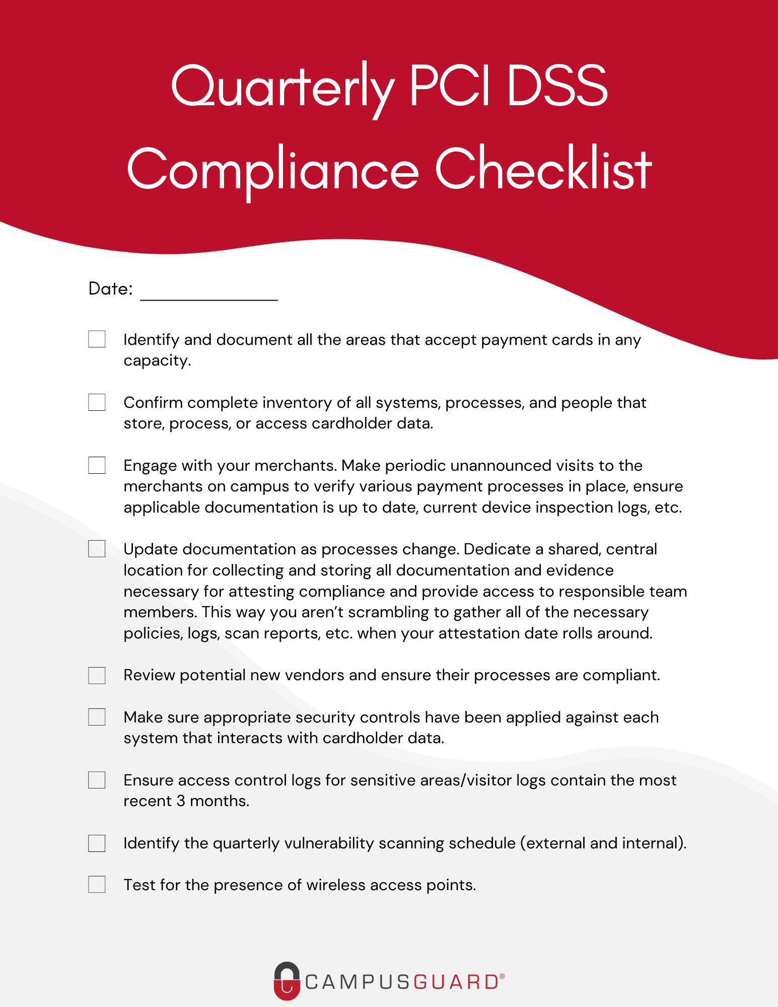 Quarterly PCI DSS Compliance Checklist CampusGuard