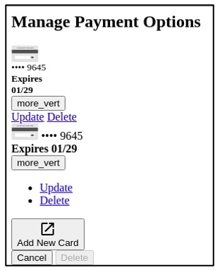 Manage Payment Options Example